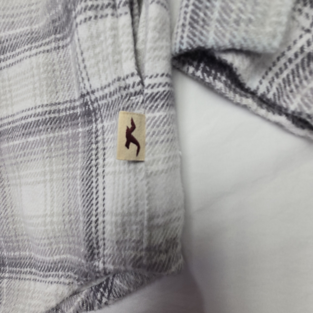 Hollister Shacket Boyfriend Fit Women's Gray Plaid Flannel Shirt XS [65] - Picture 5 of 10